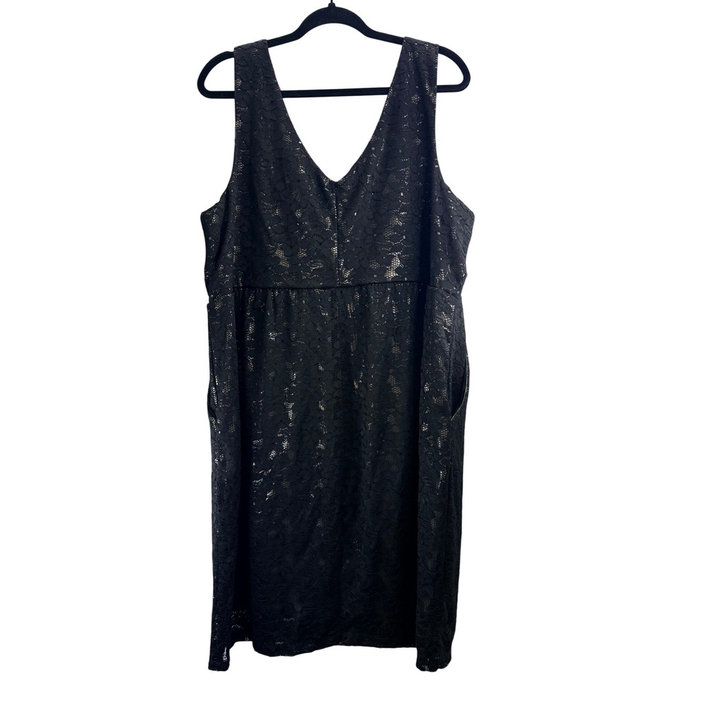 Torrid Womens Black Gold Metallic Floral Lace V-Neck Cocktail Chic Dress Sz 22 - Picture 2 of 7